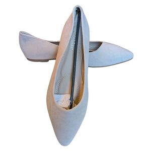 Nude Pointed Toe Suede Velvet Ballet Flats, Size 9